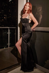 Satin Scrunch Bust Gown